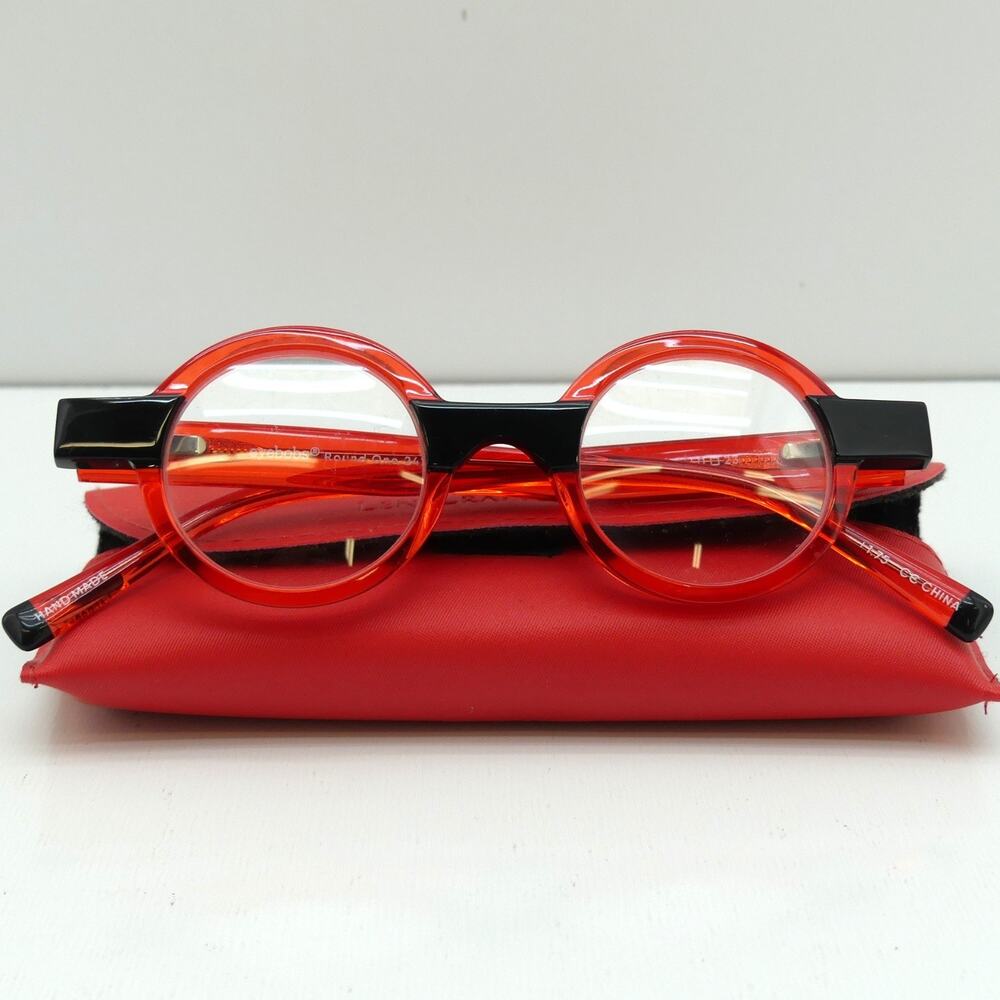 Eyebobs Round One 2421 01 +1.75 Reading Glasses Eyewear Red Black Frames w/ Case